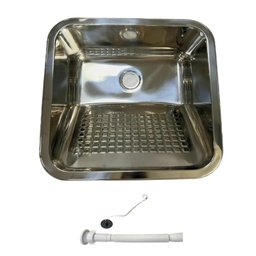Tanque Lavanderia Aço Inox 201 Belcca 45x45cm com Válvula e Sifão - Tl201-02 - 1