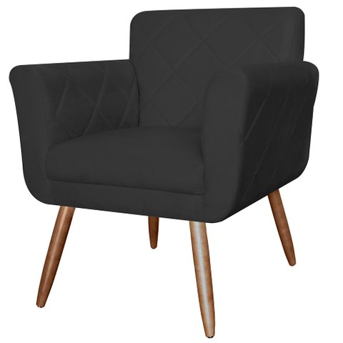 Poltrona Cadeira Isabella Decorativa Estofada Pés Palito Suede Preto - Incasa Decor