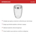Ver mais imagens de Pote Hermético de Vidro 1,2L Transparente 18x12x12cm Mantimentos Cozinha Tampa