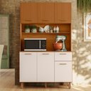 Ver imagem 2 de Kit Cozinha 6 Portas 1 Gaveta 110x188 cm New Livia Freijo Ripado Off Acetinado Poliman