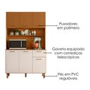 Ver imagem 4 de Kit Cozinha 6 Portas 1 Gaveta 110x188 cm New Livia Freijo Ripado Off Acetinado Poliman