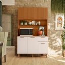 Ver imagem 6 de Kit Cozinha 6 Portas 1 Gaveta 110x188 cm New Livia Freijo Ripado Off Acetinado Poliman