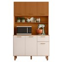 Ver imagem 1 de Kit Cozinha 6 Portas 1 Gaveta 110x188 cm New Livia Freijo Ripado Off Acetinado Poliman