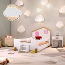 Ver imagem 1 de Cama de Criança Infantil Juvenil Belissima Rosa Incluso Luminária Led - Branca e Amêndoa
