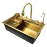 Cuba Inox Dourada Pia Cozinha Gourmet Luxo 75x46cm - 3
