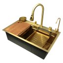 Ver imagem 2 de Cuba Inox Dourada Pia Cozinha Gourmet Luxo 75x46cm