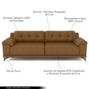 Ver imagem 3 de Sofá Living 3 lugares 232cm Agostino Pés Design em Ferro Couro Caramelo G52 - Gran Belo