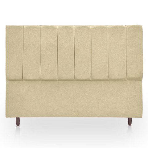 Cabeceira Cama Carla Casal Estofado e Tecido Suede Bege