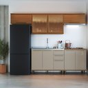 Ver imagem 1 de Cozinha Completa Munique 8 Portas 3 Gavetas com Vidro Freijó/camurça - Indékes