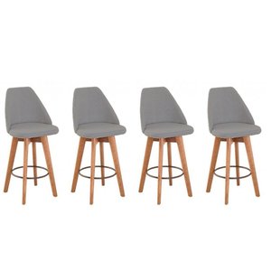 Kit 4 Banquetas Maya Gourmet Giratória Decorativa - Tecido Cinza