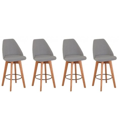 Kit 4 Banquetas Maya Gourmet Giratória Decorativa - Tecido Cinza