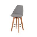 Ver imagem 3 de Kit 4 Banquetas Maya Gourmet Giratória Decorativa - Tecido Cinza