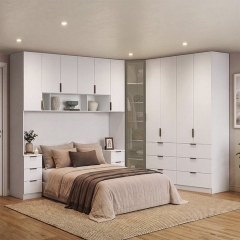 Quarto Modulado Queen 6 Peças Altezza Clean Branco