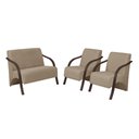 Ver imagem 1 de Conjunto Vênus Braço Madeira D Salla Suede 2 Poltronas de 1 Lugar e 1 de 2 Lugares Cappuccino