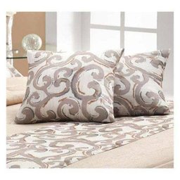 Kit Peseira + Almofadas Imperial Queen Tafetá com Pedraria 03 Peças - Areia - 3