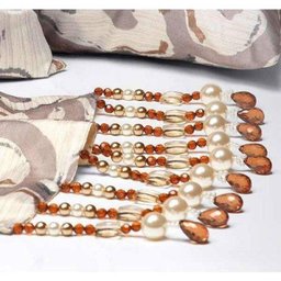 Kit Peseira + Almofadas Imperial Queen Tafetá com Pedraria 03 Peças - Areia - 2