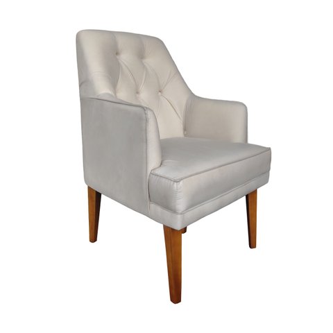 Cadeira Decorativa Paris Retro Corino Bege - Dominic Decor