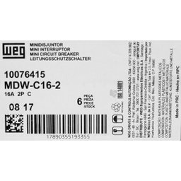 Mini Disjuntor Bipolar Mdw-c16-2 16a Curva C 5ka Weg - 5 Mini Disjuntor Bipolar Mdw-c16-2 16a Curva C 5ka Weg - 5