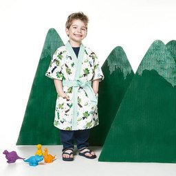 Roupão P Felpudo Infantil Quimono Estampado Dino - 2 Roupão P Felpudo Infantil Quimono Estampado Dino - 2