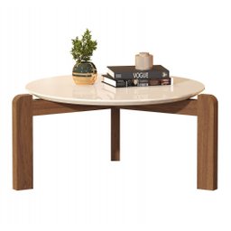 Mesa de Centro Sala de Estar Decoração Pés Madeira Áustria Offwhite - 1
