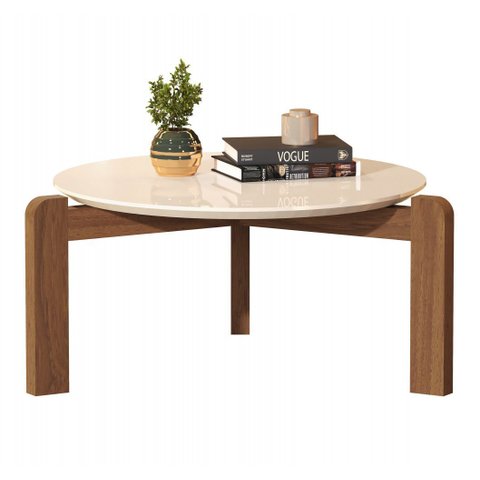 Mesa de Centro Sala de Estar Decoração Pés Madeira Áustria Offwhite