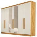 Ver imagem 2 de Guarda-roupa Casal Oslo 6 Portas 4 Gavetas 100% Mdf com Espelho Peroba/off White - Mademarques