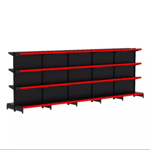 Gondola Centro 137 Fit Ate 5 Metros Preto 40 Bandeja Pe Vermelho