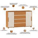 Ver imagem 4 de Cômoda Sapateira para Quarto 2 Portas 4 Gavetas Parma A04 Flex Cinamomo Off White - Lyam Decor