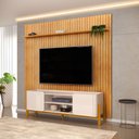 Ver imagem 1 de Bancada Cher e Painel Trento para Tv até 65 Polegadas 250x240cm Off White Cedro- Mabe Magazine