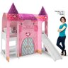 Cama Infantil com Escorregador e Barraca 2 Torres Castelo Princesa P13 Branco/Rosa - Mpozenato - 5