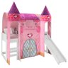 Cama Infantil com Escorregador e Barraca 2 Torres Castelo Princesa P13 Branco/Rosa - Mpozenato - 1