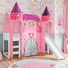 Cama Infantil com Escorregador e Barraca 2 Torres Castelo Princesa P13 Branco/Rosa - Mpozenato - 6