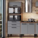 Ver imagem 2 de Balcão Giovanna Duplo Espaço Forno 2 Portas 2 Gavetas - Casajá - Freijo/cinza