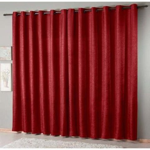 Cortina de Sala Cetim Amassado Realce Vermelho Premium 2,00x1,80cm Sultan