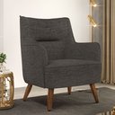 Ver imagem 2 de Poltrona Decorativa Fixa Pés de Madeira Isabella D02 Linho Cinza Escuro C-416 - Lyam Decor
