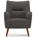 Ver imagem 3 de Poltrona Decorativa Fixa Pés de Madeira Isabella D02 Linho Cinza Escuro C-416 - Lyam Decor