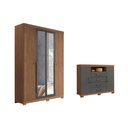 Ver imagem 1 de Guarda Roupa +cômoda 2 Peças Qc304 Jatobá/grafite - Santos Andirá
