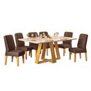 Ver imagem 2 de Conjunto Sala de Jantar Mesa Tampo Retangular Chanfrado Curvo Mad/vid 160 X 90cm Kiara Cedro Off Whi