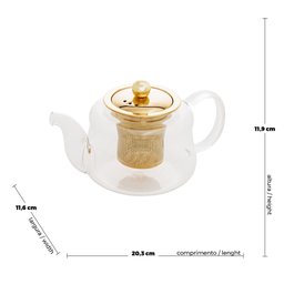 Chaleira De Vidro Wolff 600ml Com Infusor Dourado - 7