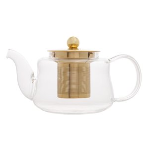 Chaleira De Vidro Wolff 600ml Com Infusor Dourado