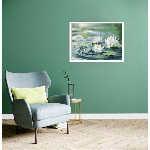 Quadro Decorativo Flor de Lótus - 50x70cm:moldura Preta