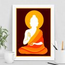 Ver imagem 1 de Quadro Decorativo Silhueta Buda Namastê 24x18cm - com Vidro:madeira Branca
