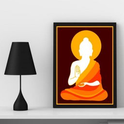 Quadro Decorativo Silhueta Buda Namastê 24x18cm - com Vidro:madeira Branca - 2