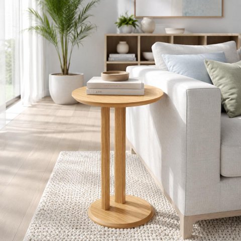 Mesa de Canto Auxiliar Redonda 50 cm 100% MDF Dalla Costa Cor:Carvalho Rosé