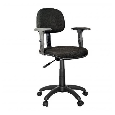 Cadeira Secretaria Giratoria Savoia Com Braços Tecido Preto