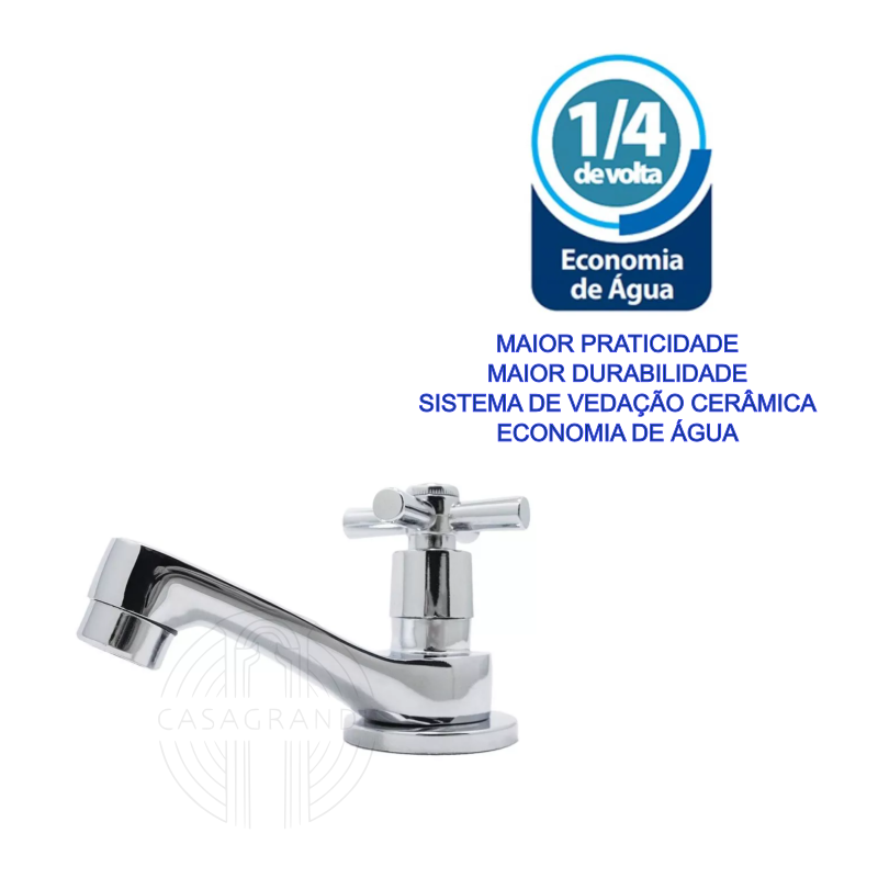 Torneira Banheiro Lavatório 1194 C-31 1/4 Volta Metal Casagrande Mundial - 6