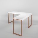 Ver imagem 7 de Mesa Branca com Cobre em L Apoio Escritório Estilo Industrial Diretor Metal e Madeira 150x150cm