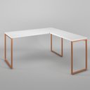 Ver imagem 6 de Mesa Branca com Cobre em L Apoio Escritório Estilo Industrial Diretor Metal e Madeira 150x150cm