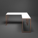Ver mais imagens de Mesa Branca com Cobre em L Apoio Escritório Estilo Industrial Diretor Metal e Madeira 150x150cm