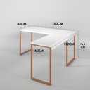 Ver imagem 4 de Mesa Branca com Cobre em L Apoio Escritório Estilo Industrial Diretor Metal e Madeira 150x150cm